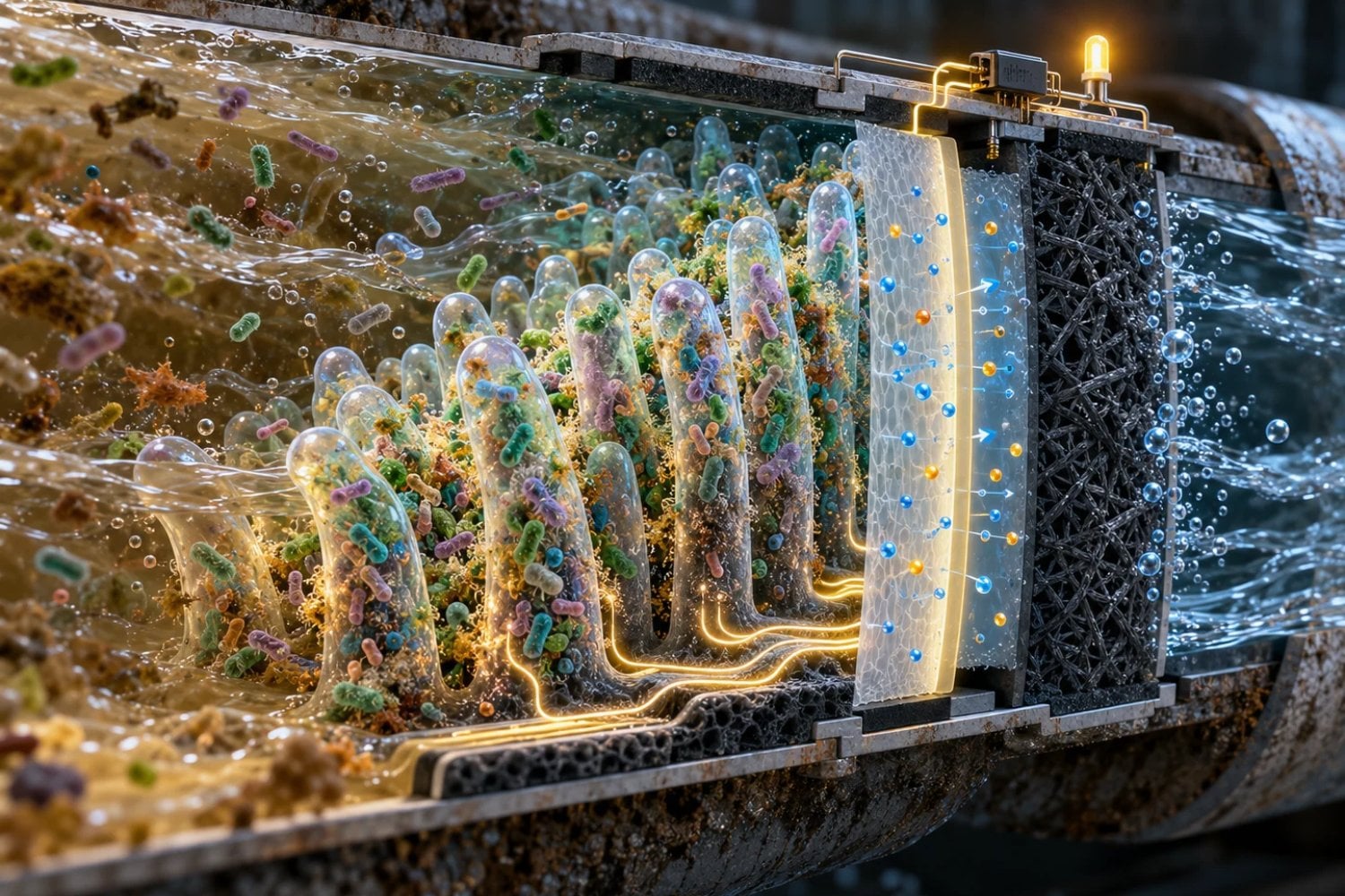 Científicos crean una batería que genera electricidad con bacterias y aguas residuales: funciona sin combustibles tradicionales