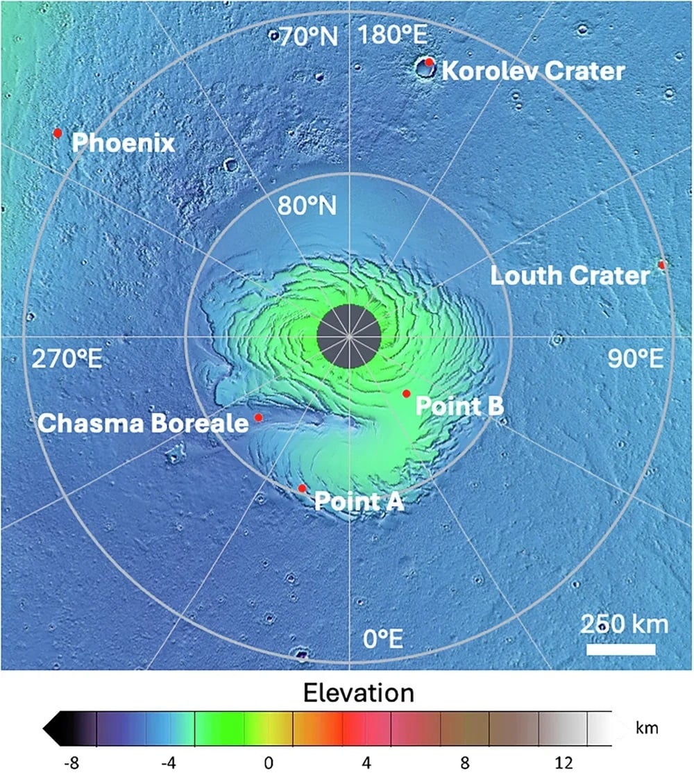 Mars North Pole Locations
